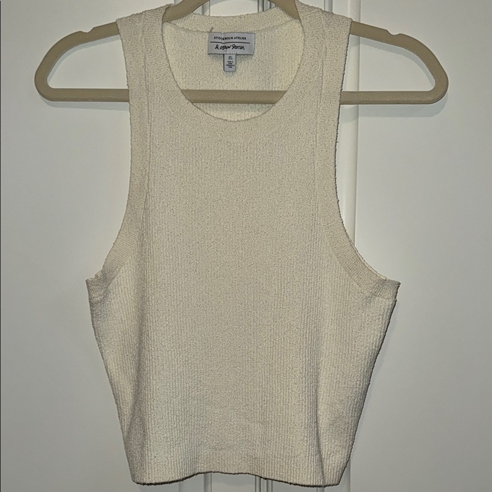 & Other Stories Cream Fitted Crop Tank Top